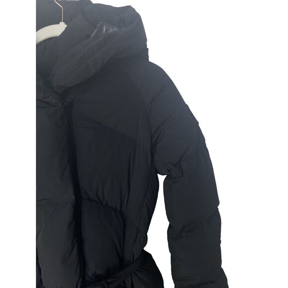 Canada Goose Black Puffer Hooded Belted Long Down Coat Womens - Picture 4 of 16